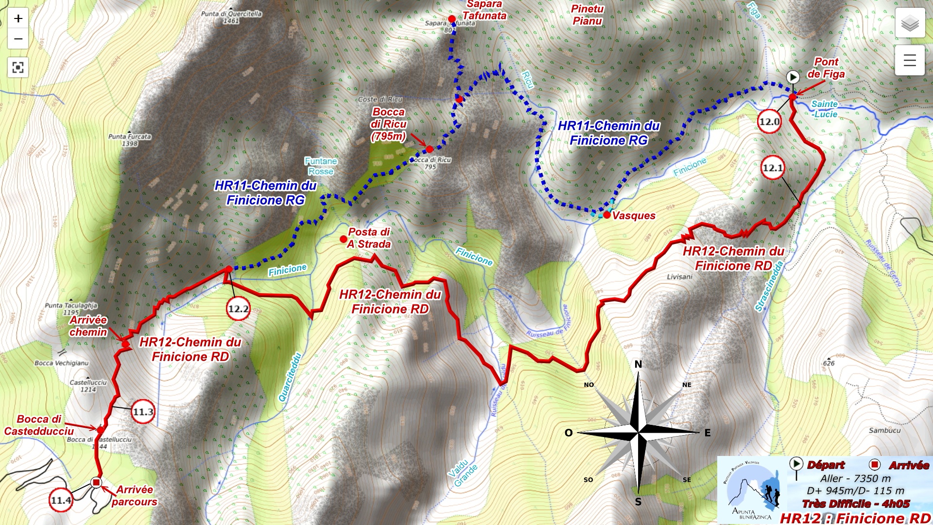 Plan HR12 : Chemin du Castedducciu par le Finicione RD