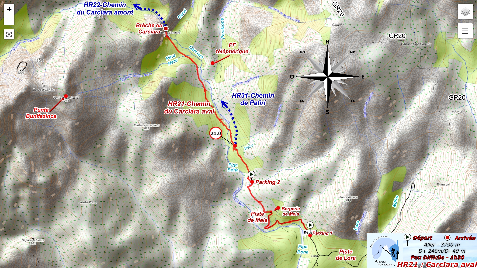 Plan HR21 : Chemin du Carciara aval