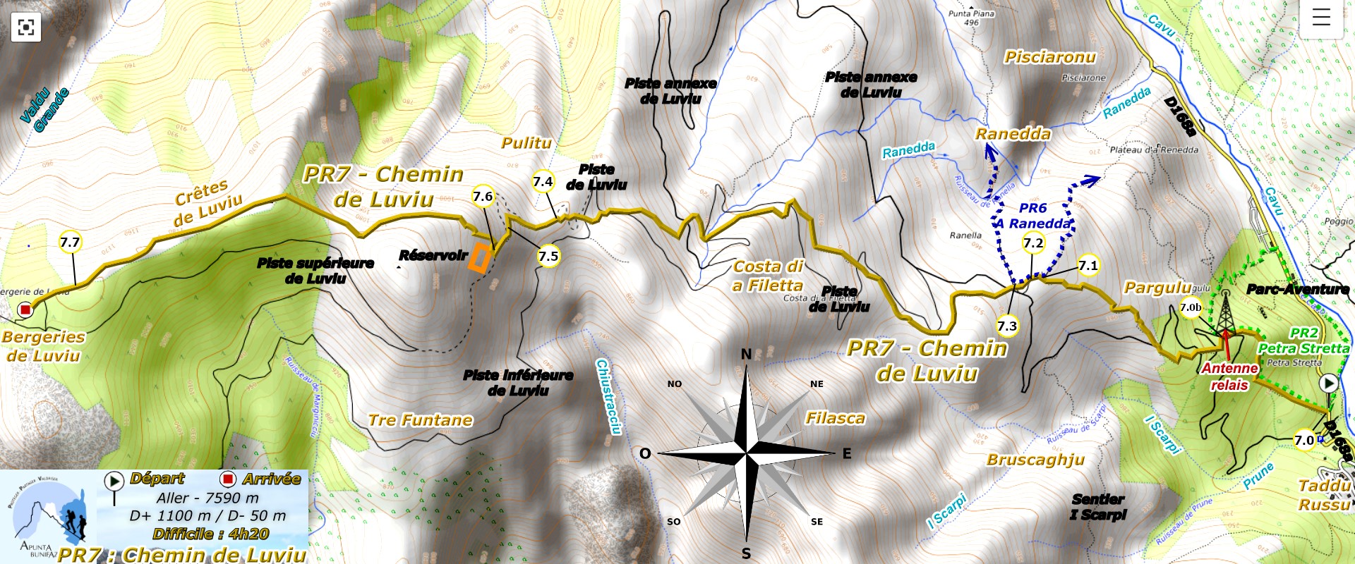 Plan PR7 : Chemin de Luviu