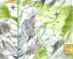 Carte générale des parcours en vertical (Nord vers le haut)